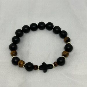Men’s Black and Brown Beaded Bracelet
